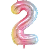 Balon din Folie Metalizata Gradient Vivimall, Figurina Cifra, Tema Aniversare 100 cm, Ambalaj Individual, Pai inclus, Umflare cu Aer sau Heliu, Multicolor, Cifra 2 - vivimall.ro