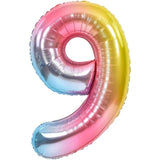 Balon din Folie Metalizata Gradient Vivimall, Figurina Cifra, Tema Aniversare 100 cm, Ambalaj Individual, Pai inclus, Umflare cu Aer sau Heliu, Multicolor, Cifra 9 - vivimall.ro