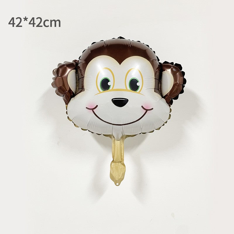 Balon Din Folie Metalizata, Mini Figurine Animalute, Model Maimutica, Tematica Aniversare, Ambalaj Individual, Pai Inclus, Umflare Cu Aer Sau Heliu,