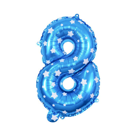 Balon din Folie Metalizata Vivimall, Figurina Cifra, Imprimeu Stele, Tema Aniversare 80 cm, Ambalaj Individual, Pai inclus, Umflare cu Aer sau Heliu, Albastru, Cifra 8 - vivimall.ro