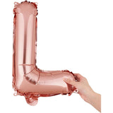 Balon Folie Metalizata Litera L, 40 Cm, Umflati Cu Heliu Sau Aer, Ambalaj Individual, Pai Inclus, Rose Gold - vivimall.ro