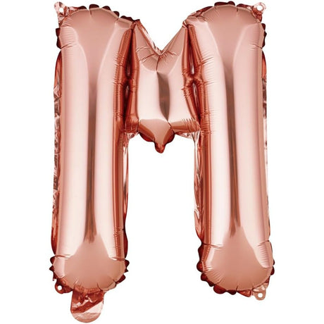 Balon Folie Metalizata Litera M, 40 Cm, Umflati Cu Heliu Sau Aer, Ambalaj Individual, Pai Inclus, Rose Gold - vivimall.ro