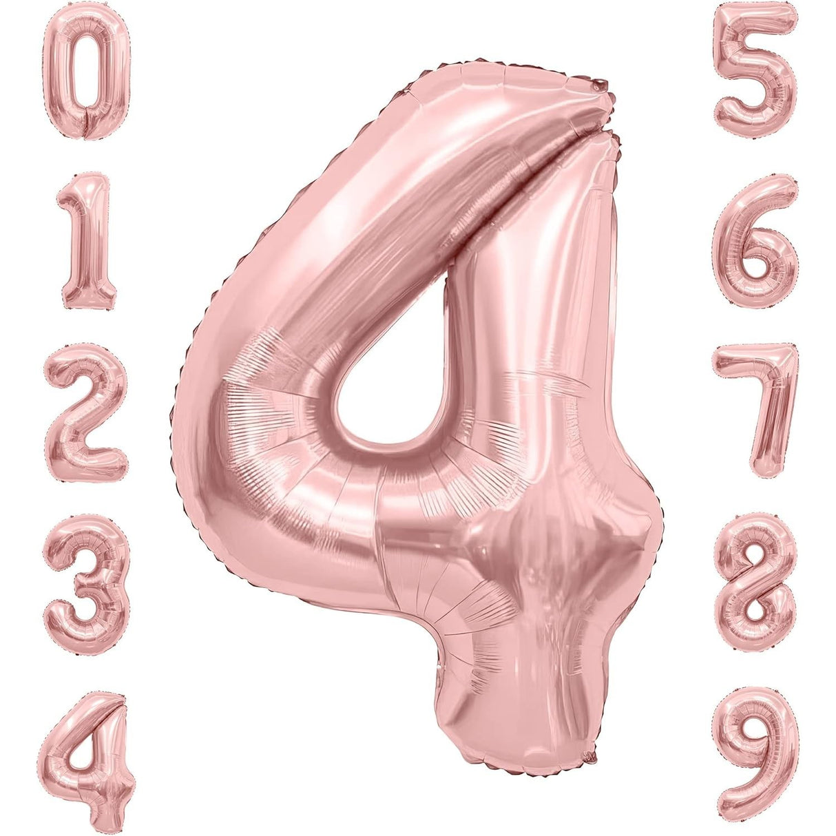 Balon din Folie Metalizata Vivimall, Figurina Cifra, Tema Aniversare 100 cm, Ambalaj Individual, Pai inclus, Umflare cu Aer sau Heliu, Coral, Rose, Cifra 4 - vivimall.ro