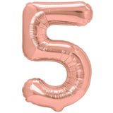 Balon din Folie Metalizata Vivimall, Figurina Cifra, Tema Aniversare 100 cm, Ambalaj Individual, Pai inclus, Umflare cu Aer sau Heliu, Coral, Rose, Cifra 5 - vivimall.ro