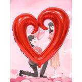 Balon din Folie Metalizata, Vivimall, Figurina Inima Gigantica, Tema Ziua Indragostitilor, 100 cm, Ambalaj Individual, Pai Inclus, Umflare cu Aer sau Heliu, Rosu - vivimall.ro