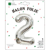 Balon Din Folie Metalizata, Figurina Cifra, Tema Aniversare 80 Cm, Ambalaj Individual, Pai Inclus, Umflare Cu Aer Sau Heliu, Cifra 2 - vivimall.ro