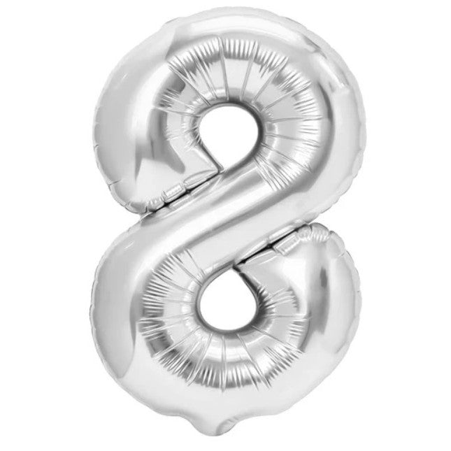 Balon Din Folie Metalizata, Figurina Cifra, Tema Aniversare 80 Cm, Ambalaj Individual, Pai Inclus, Umflare Cu Aer Sau Heliu, Cifra 8 - vivimall.ro