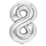 Balon Din Folie Metalizata, Figurina Cifra, Tema Aniversare 80 Cm, Ambalaj Individual, Pai Inclus, Umflare Cu Aer Sau Heliu, Cifra 8 - vivimall.ro