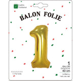 Balon Din Folie Metalizata, Figurina Cifra, Tema Aniversare 40 Cm, Ambalaj Individual, Pai Inclus, Umflare Cu Aer Sau Heliu, Cifra 1