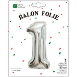 Balon Din Folie Metalizata, Figurina Cifra, Tema Aniversare 80 Cm, Ambalaj Individual, Pai Inclus, Umflare Cu Aer Sau Heliu, Cifra 1 - vivimall.ro