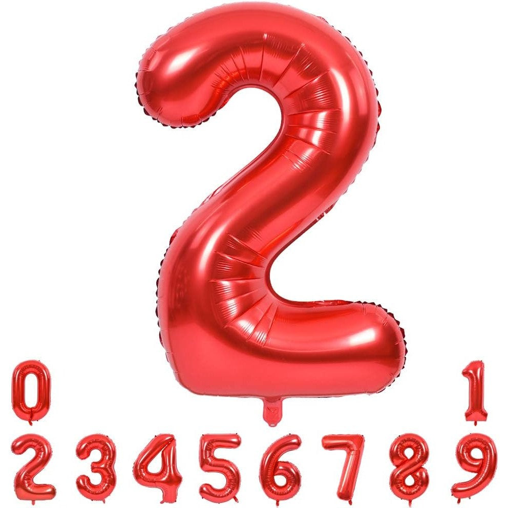 Balon Din Folie Metalizata, Figurina Cifra, Tema Aniversare 40 Cm, Ambalaj Individual, Pai Inclus, Umflare Cu Aer Sau Heliu, Cifra 2
