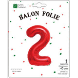 Balon Din Folie Metalizata, Figurina Cifra, Tema Aniversare 40 Cm, Ambalaj Individual, Pai Inclus, Umflare Cu Aer Sau Heliu, Cifra 2 - vivimall.ro
