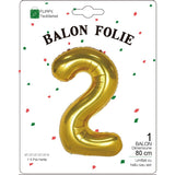 Balon Din Folie Metalizata, Figurina Cifra, Tema Aniversare 80 Cm, Ambalaj Individual, Pai Inclus, Umflare Cu Aer Sau Heliu, Cifra 2