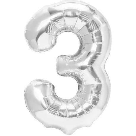 Balon Din Folie Metalizata, Figurina Cifra, Tema Aniversare 80 Cm, Ambalaj Individual, Pai Inclus, Umflare Cu Aer Sau Heliu, Cifra 3 - vivimall.ro
