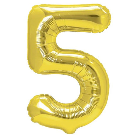 Balon Din Folie Metalizata Figurina Cifra, Tema Aniversare 40 Cm, Ambalaj Individual, Pai Inclus, Umflare Cu Aer Sau Heliu, Cifra 5 - vivimall.ro