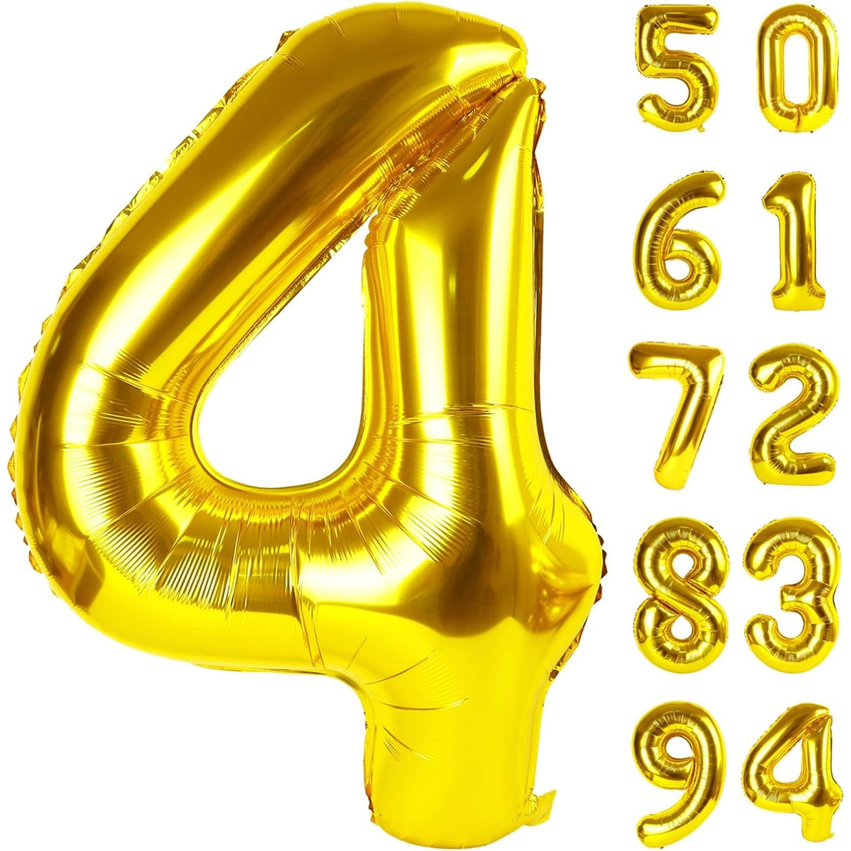 Balon Din Folie Metalizata, Figurina Cifra, Tema Aniversare 80 Cm, Ambalaj Individual, Pai Inclus, Umflare Cu Aer Sau Heliu, Cifra 4