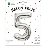 Balon Din Folie Metalizata, Figurina Cifra, Tema Aniversare 80 Cm, Ambalaj Individual, Pai Inclus, Umflare Cu Aer Sau Heliu, Cifra 5 - vivimall.ro