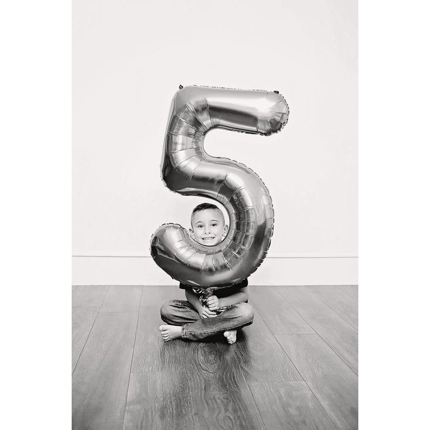 Balon Din Folie Metalizata, Figurina Cifra, Tema Aniversare 80 Cm, Ambalaj Individual, Pai Inclus, Umflare Cu Aer Sau Heliu, Cifra 5 - vivimall.ro