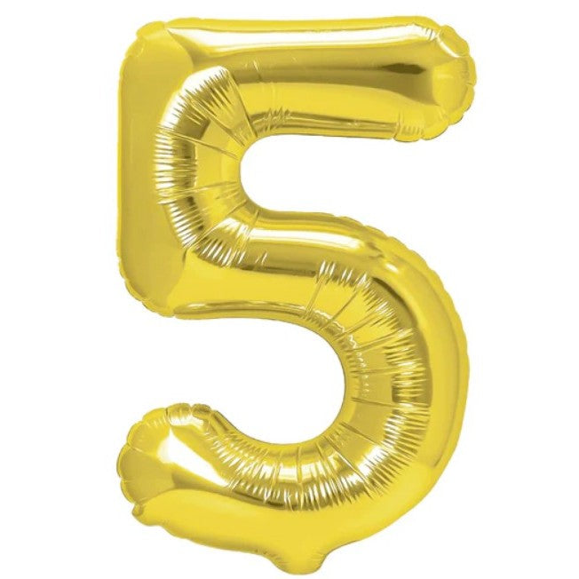 Balon Din Folie Metalizata, Figurina Cifra, Tema Aniversare 80 Cm, Ambalaj Individual, Pai Inclus, Umflare Cu Aer Sau Heliu, Cifra 5