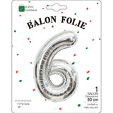 Balon Din Folie Metalizata, Figurina Cifra, Tema Aniversare 80 Cm, Ambalaj Individual, Pai Inclus, Umflare Cu Aer Sau Heliu, Cifra 6 - vivimall.ro