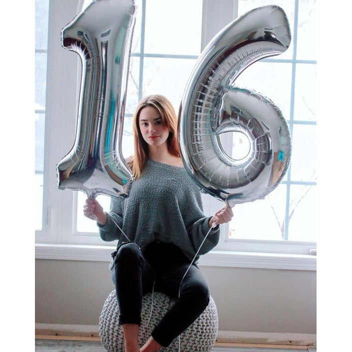 Balon Din Folie Metalizata, Figurina Cifra, Tema Aniversare 80 Cm, Ambalaj Individual, Pai Inclus, Umflare Cu Aer Sau Heliu, Cifra 6 - vivimall.ro