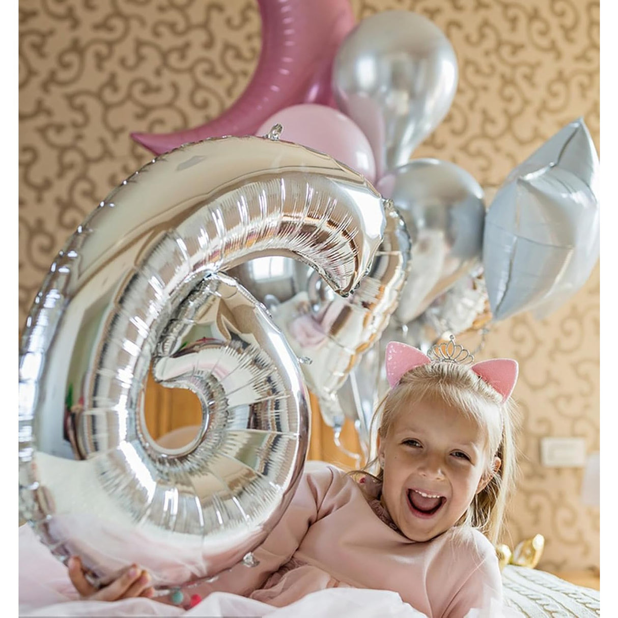 Balon Din Folie Metalizata, Figurina Cifra, Tema Aniversare 80 Cm, Ambalaj Individual, Pai Inclus, Umflare Cu Aer Sau Heliu, Cifra 6 - vivimall.ro