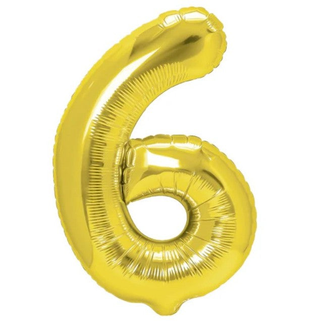 Balon Din Folie Metalizata, Figurina Cifra, Tema Aniversare 80 Cm, Ambalaj Individual, Pai Inclus, Umflare Cu Aer Sau Heliu, Cifra 6 - vivimall.ro