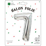 Balon Din Folie Metalizata, Figurina Cifra, Tema Aniversare 80 Cm, Ambalaj Individual, Pai Inclus, Umflare Cu Aer Sau Heliu, Cifra 7 - vivimall.ro