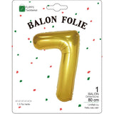 Balon Din Folie Metalizata, Figurina Cifra, Tema Aniversare 80 Cm, Ambalaj Individual, Pai Inclus, Umflare Cu Aer Sau Heliu, Cifra 7