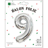 Balon Din Folie Metalizata, Figurina Cifra, Tema Aniversare 80 Cm, Ambalaj Individual, Pai Inclus, Umflare Cu Aer Sau Heliu, Cifra 9 - vivimall.ro