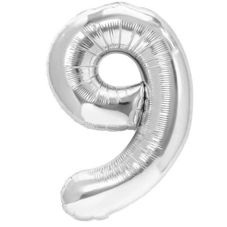 Balon Din Folie Metalizata, Figurina Cifra, Tema Aniversare 80 Cm, Ambalaj Individual, Pai Inclus, Umflare Cu Aer Sau Heliu, Cifra 9 - vivimall.ro