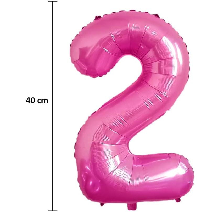 Balon Din Folie Metalizata, Figurina Cifra, Tema Aniversare 40 Cm, Ambalaj Individual, Pai Inclus, Umflare Cu Aer Sau Heliu, Cifra 2