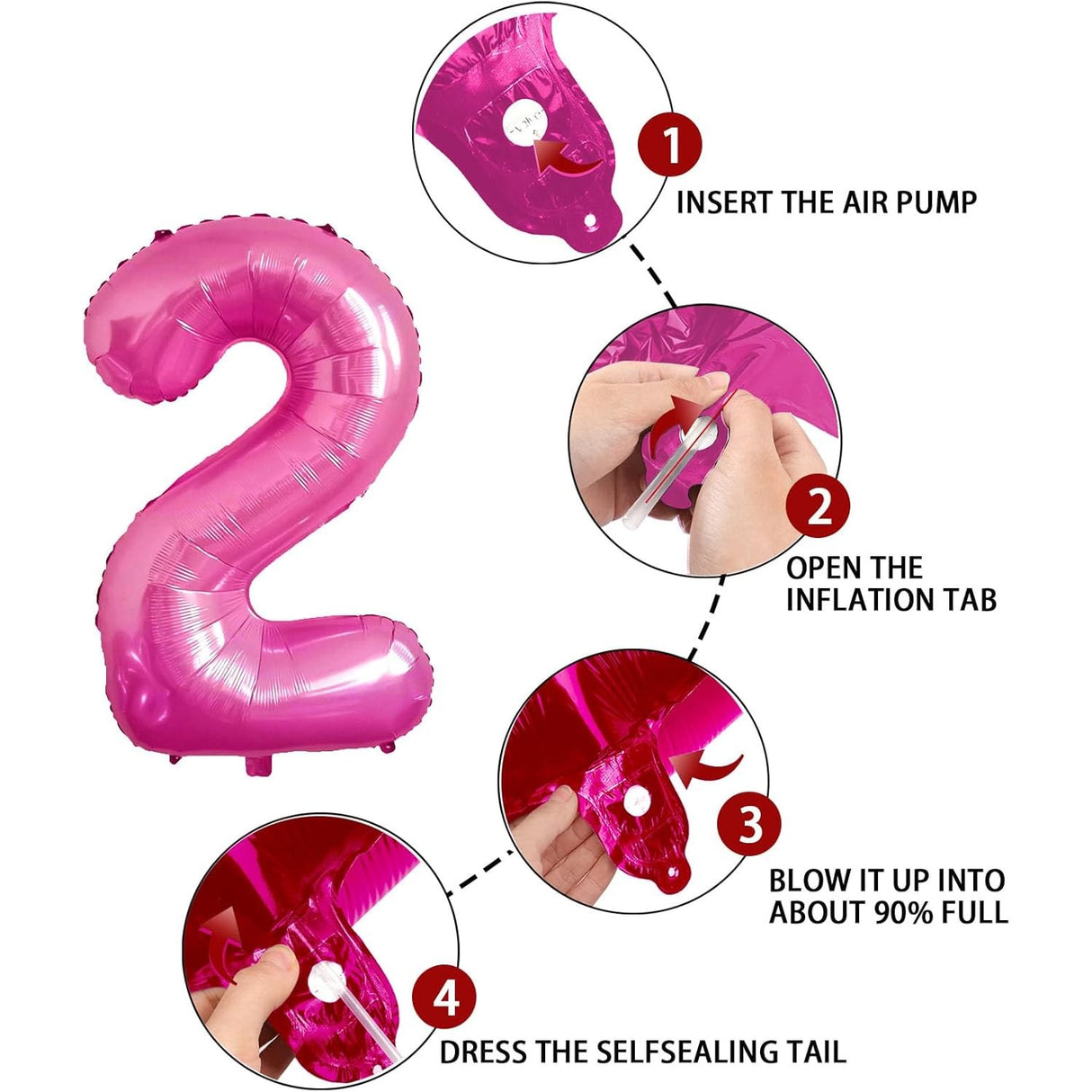 Balon Din Folie Metalizata, Figurina Cifra, Tema Aniversare 40 Cm, Ambalaj Individual, Pai Inclus, Umflare Cu Aer Sau Heliu, Cifra 2