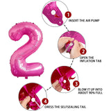 Balon Din Folie Metalizata, Figurina Cifra, Tema Aniversare 40 Cm, Ambalaj Individual, Pai Inclus, Umflare Cu Aer Sau Heliu, Cifra 2