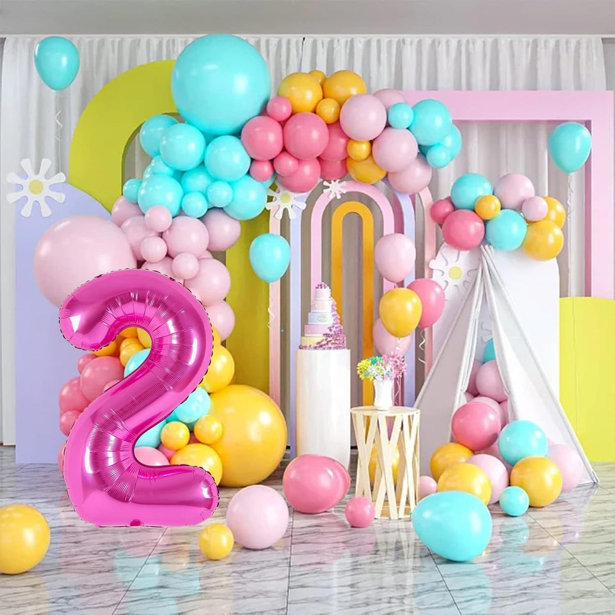 Balon Din Folie Metalizata, Figurina Cifra, Tema Aniversare 40 Cm, Ambalaj Individual, Pai Inclus, Umflare Cu Aer Sau Heliu, Cifra 2