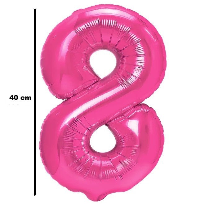 Balon Din Folie Metalizata Figurina Cifra, Tema Aniversare 40 Cm, Ambalaj Individual, Pai Inclus, Umflare Cu Aer Sau Heliu, Cifra 8 - vivimall.ro