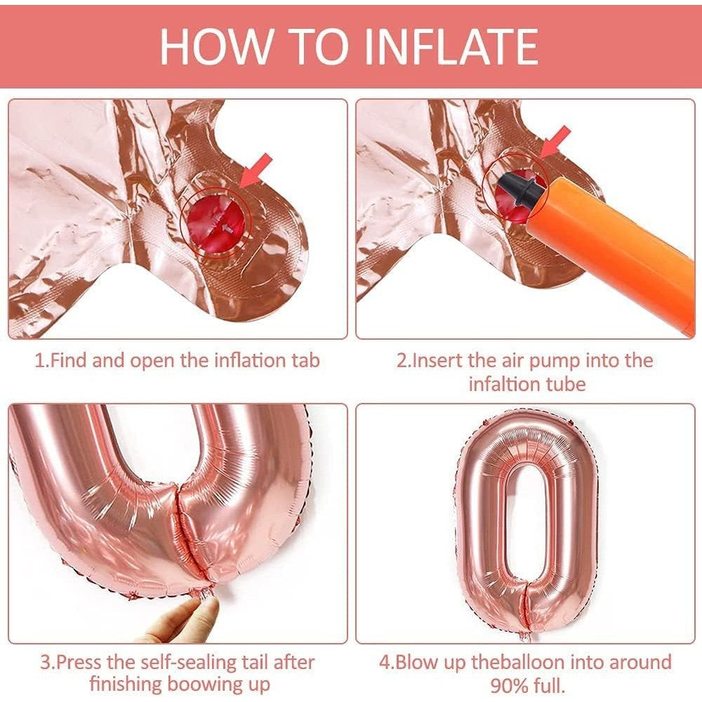 Balon din Folie Metalizata Vivimall, Figurina Cifra, Tema Aniversare 40 cm, Ambalaj Individual, Pai inclus, Umflare cu Aer sau Heliu, Roz Gold, Cifra 6 - vivimall.ro