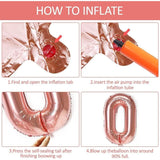 Balon din Folie Metalizata Vivimall, Figurina Cifra, Tema Aniversare 40 cm, Ambalaj Individual, Pai inclus, Umflare cu Aer sau Heliu, Roz Gold, Cifra 6 - vivimall.ro