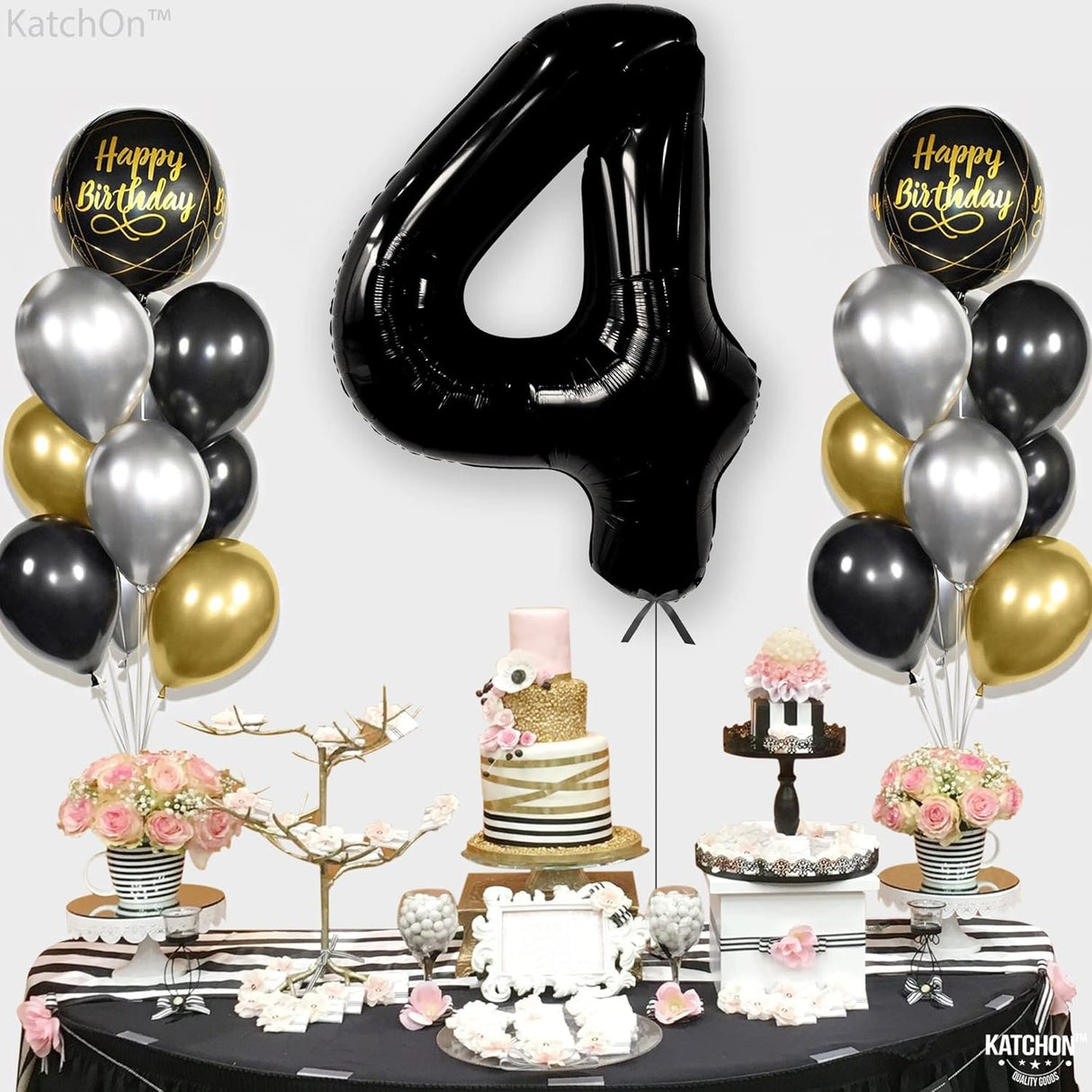 Balon Din Folie Metalizata, Figurina Cifra, Tema Aniversare 80 Cm, Ambalaj Individual, Pai Inclus, Umflare Cu Aer Sau Heliu, Cifra 4 - vivimall.ro
