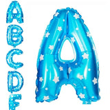 Balon Folie Metalizata Litera A, Vivimall, 40 cm, Cu Imprimeu Stelute, Umflati cu Heliu sau Aer, Ambalaj Individual, Pai inclus, Albastru - vivimall.ro