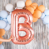 Balon Folie Metalizata Litera B, Vivimall, 100 cm, Umflati cu Heliu sau Aer, Ambalaj Individual, Pai inclus, Rose Gold - vivimall.ro