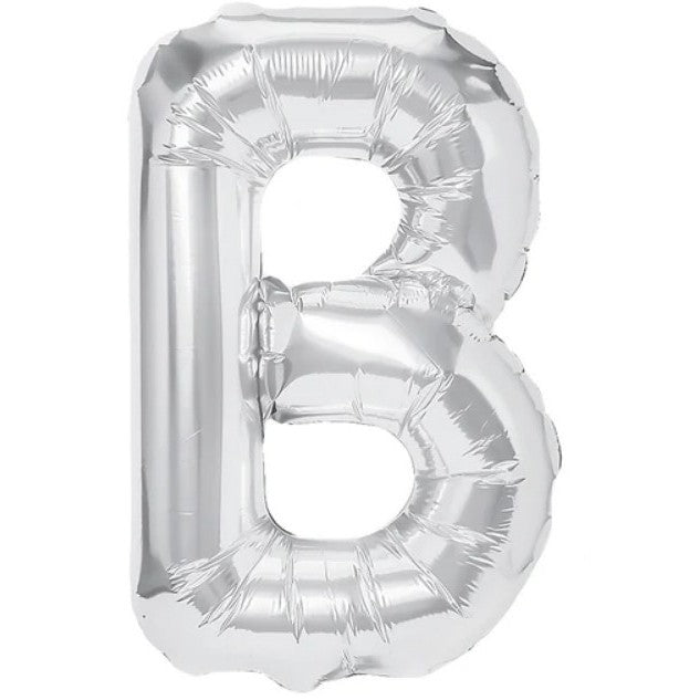 Balon Folie Metalizata Litera B, Vivimall, 80 cm, Umflati cu Heliu sau Aer, Ambalaj Individual, Pai inclus, Argintiu - vivimall.ro