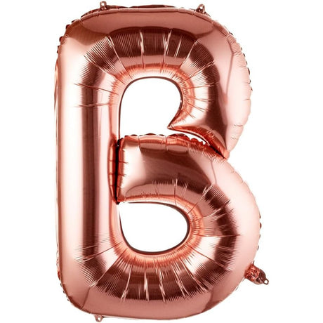 Balon Folie Metalizata Litera B, Vivimall, 80 cm, Umflati cu Heliu sau Aer, Ambalaj Individual, Pai inclus, Rose Gold - vivimall.ro
