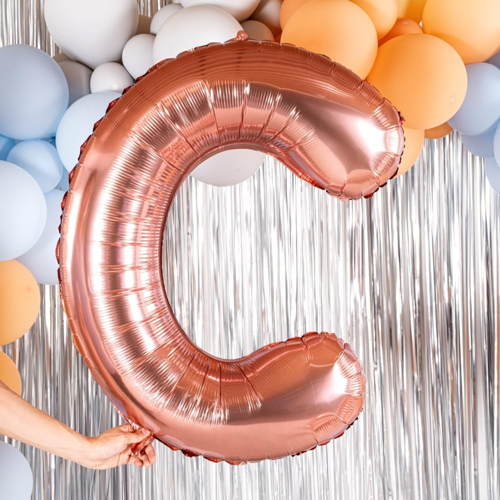 Balon Folie Metalizata Litera C, 80 Cm, Umflati Cu Heliu Sau Aer, Ambalaj Individual, Pai Inclus, Rose Gold - vivimall.ro