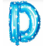 Balon Folie Metalizata Litera D, Vivimall, 40 cm, Cu Imprimeu Stelute, Umflati cu Heliu sau Aer, Ambalaj Individual, Pai inclus, Albastru - vivimall.ro