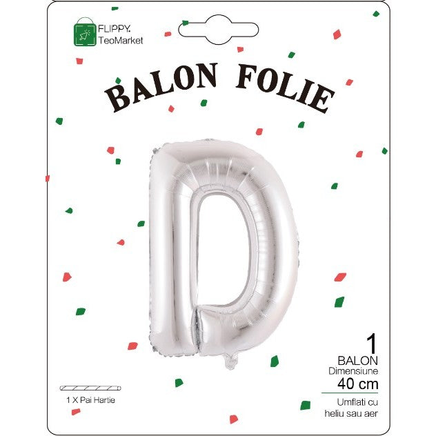 Balon Folie Metalizata Litera D, 40 Cm, Umflati Cu Heliu Sau Aer, Ambalaj Individual, Pai Inclus - vivimall.ro