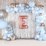 Balon Folie Metalizata Litera E, Vivimall, 80 cm, Umflati cu Heliu sau Aer, Ambalaj Individual, Pai inclus, Rose Gold - vivimall.ro