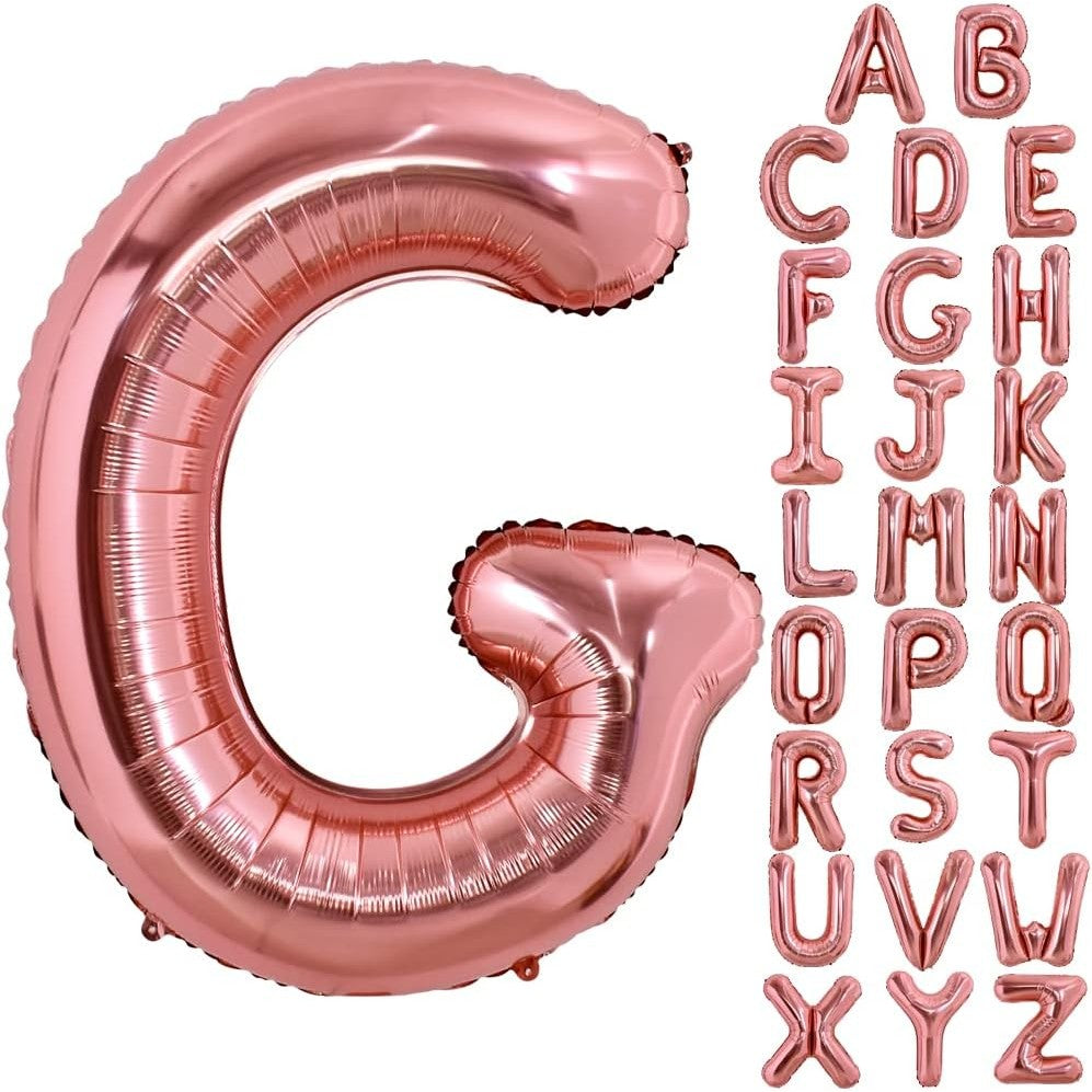Balon Folie Metalizata Litera G, Vivimall, 80 cm, Umflati cu Heliu sau Aer, Ambalaj Individual, Pai inclus, Rose Gold - vivimall.ro