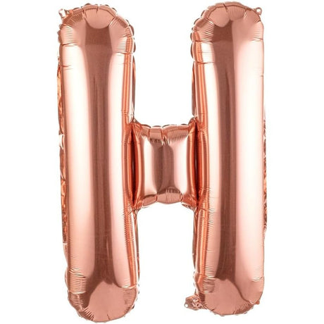 Balon Folie Metalizata Litera H, 100 Cm, Umflati Cu Heliu Sau Aer, Ambalaj Individual, Pai Inclus, Rose Gold - vivimall.ro