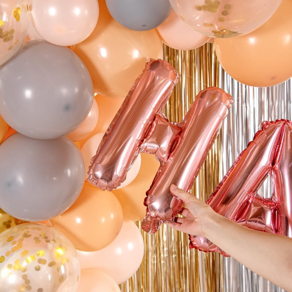Balon Folie Metalizata Litera H, Vivimall, 40 cm, Umflati cu Heliu sau Aer, Ambalaj Individual, Pai inclus, Rose Gold - vivimall.ro